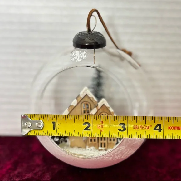 4" DIORAMA SNOWGLOBE GLASS ORNAMENT WITH SNOWY WINTER SCENE - Picture 11 of 11